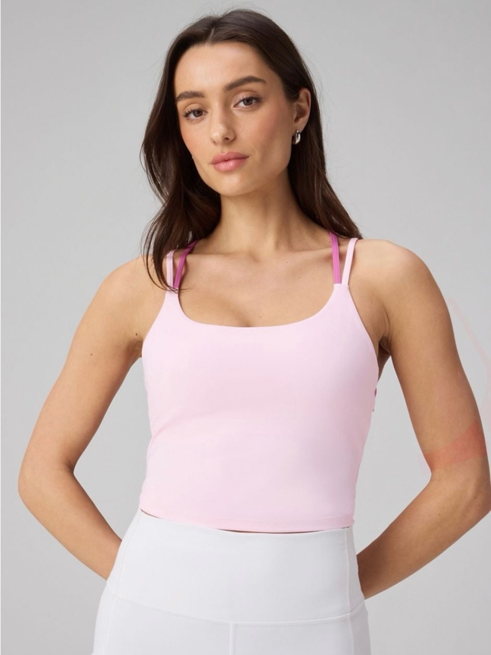 NWT Fabletics Principal Built-In Bra Tank Light Pink Double-Strap Tank Top